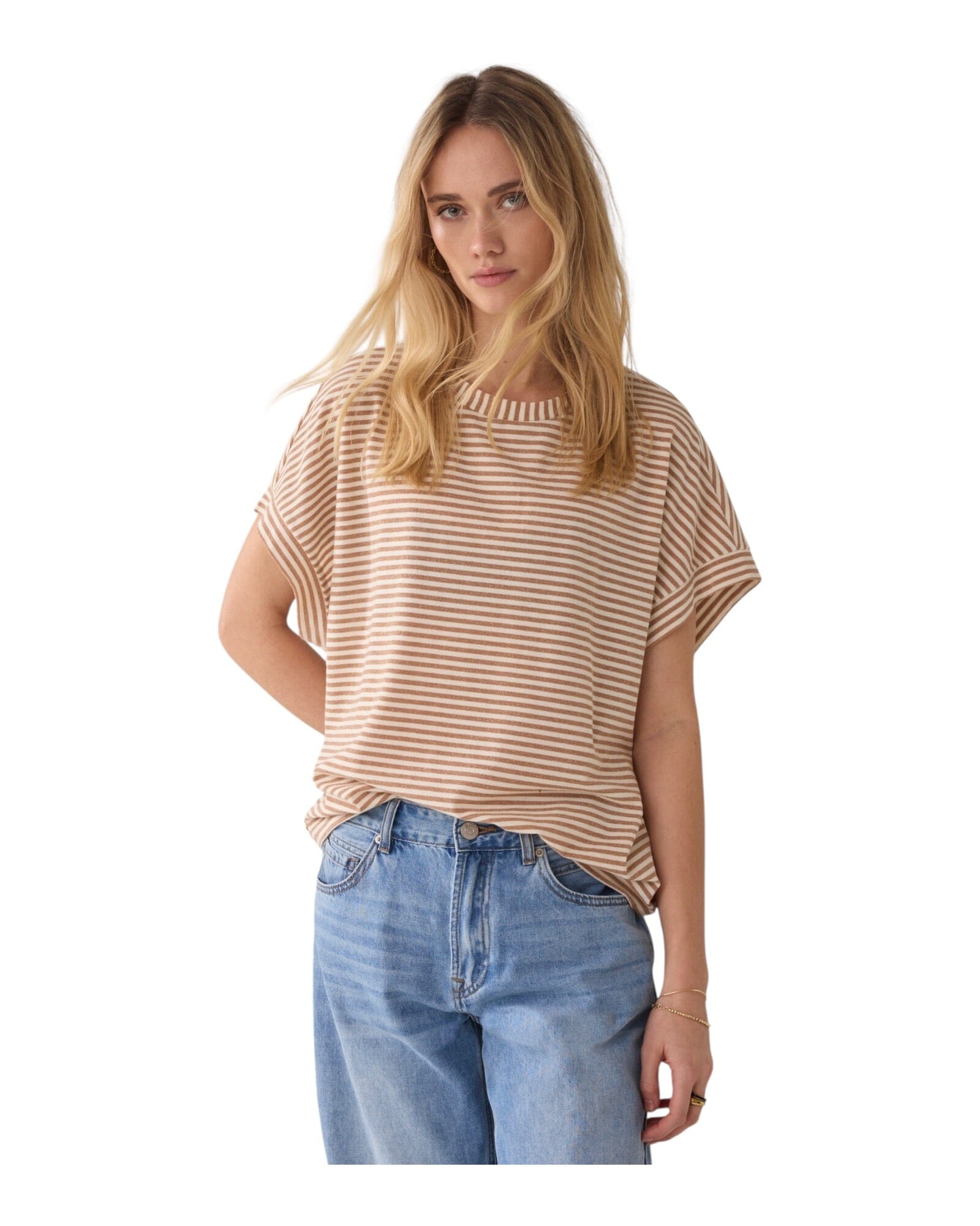 Shirt Two Tone Lurex Shirt Summum Woman 122 Ivory S 