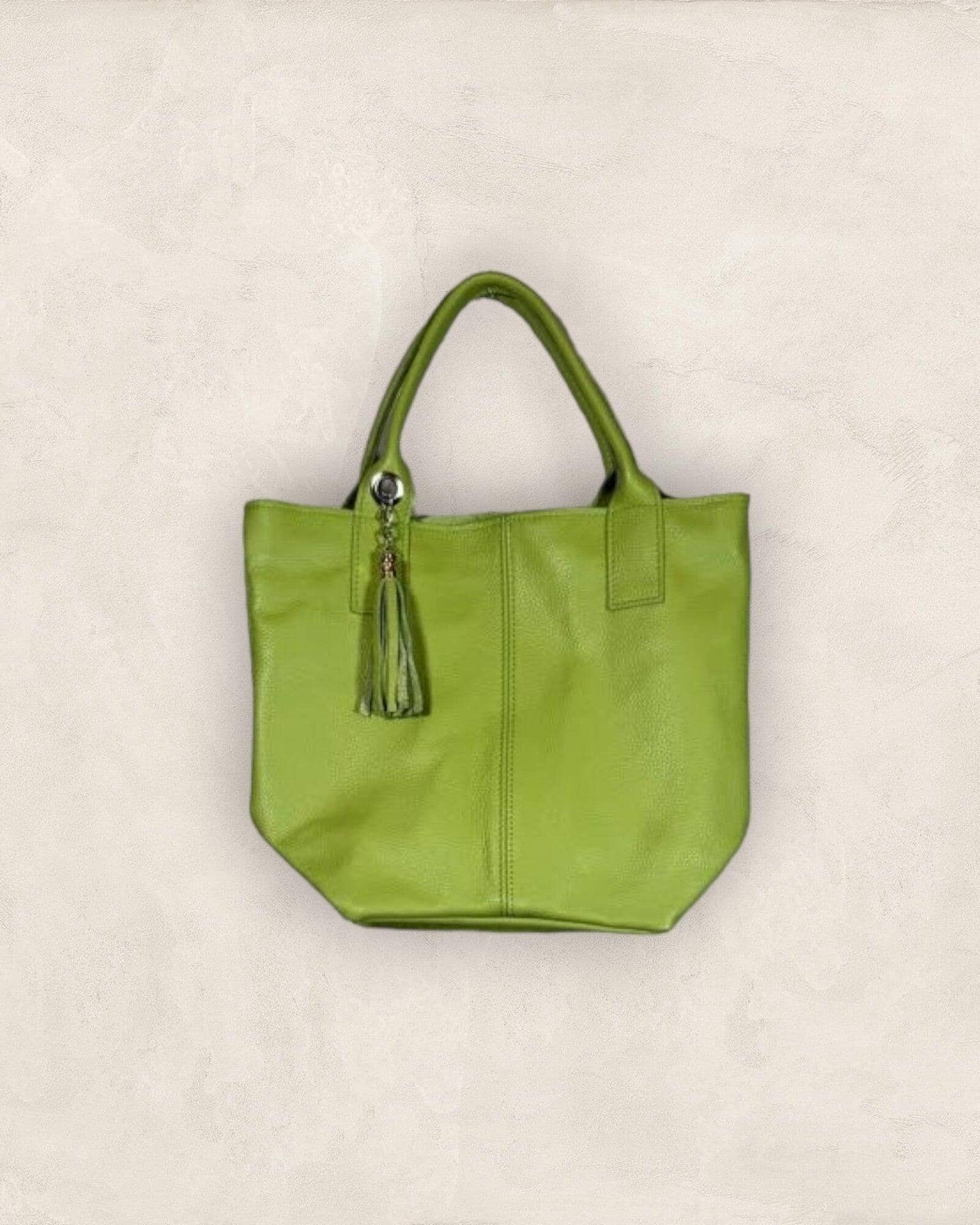 Shoppingbag Leder Tasche Kolibri Ulm Apfelgrün ca. 42x35cm 