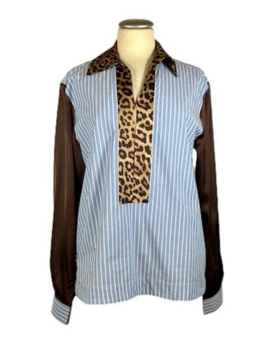 Streifenbluse Patch Bluse Grace 710 Light Blue S 