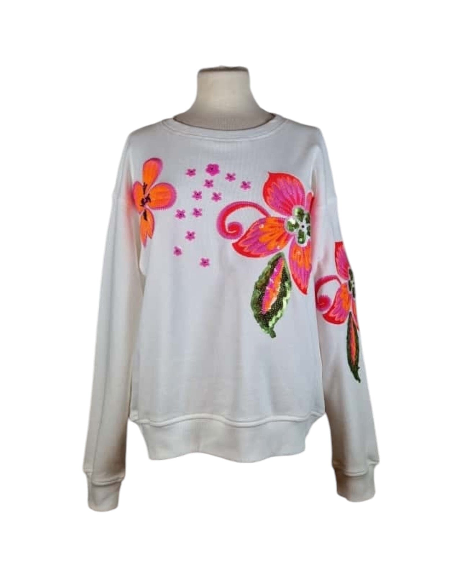 Sweat Flower Pailletten Sweatshirt Grace 102 Offwhite S 