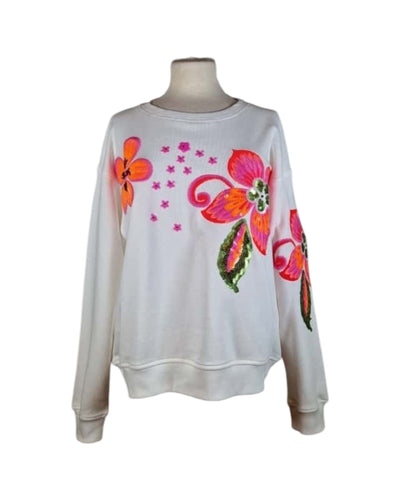 Sweat Flower Pailletten Sweatshirt Grace 102 Offwhite S 