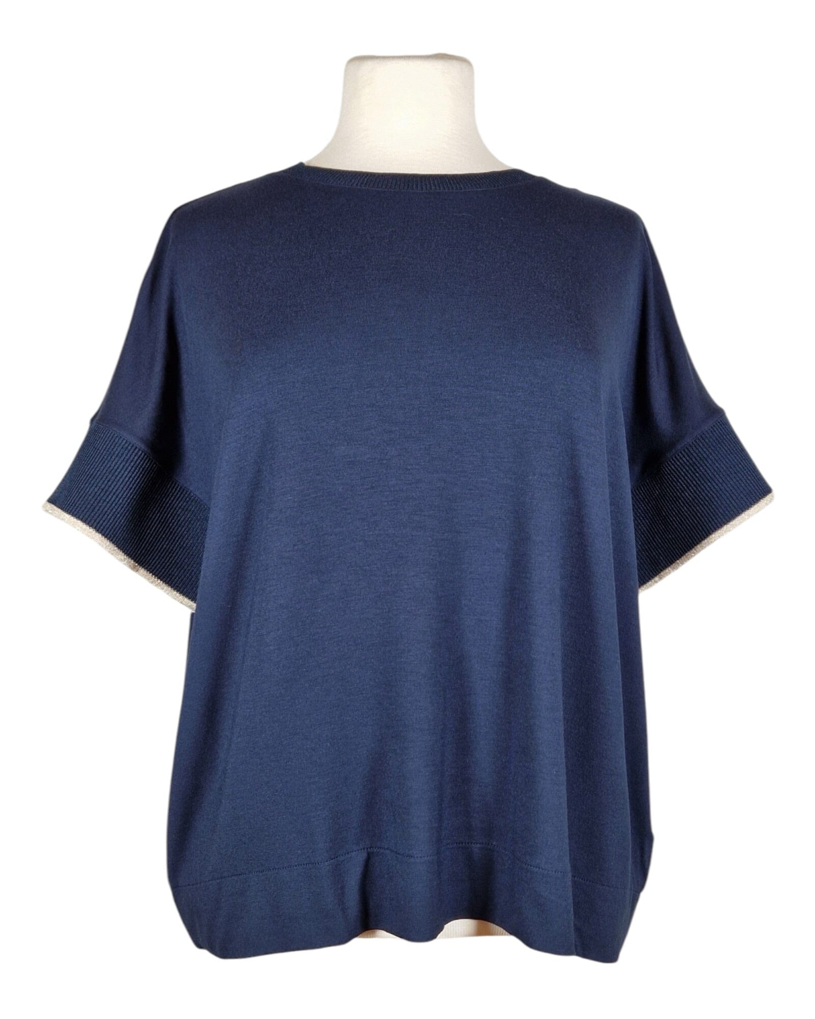 Top Boxy Knit Shirt Summum Woman 413 Blue Noir S 