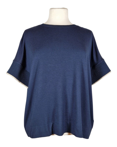 Top Boxy Knit Shirt Summum Woman 413 Blue Noir S 