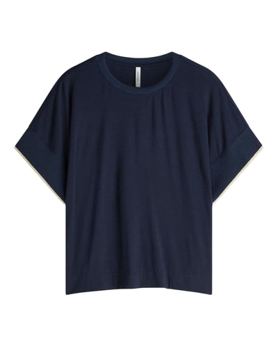 Top Boxy Knit Shirt Summum Woman 413 Blue Noir S 