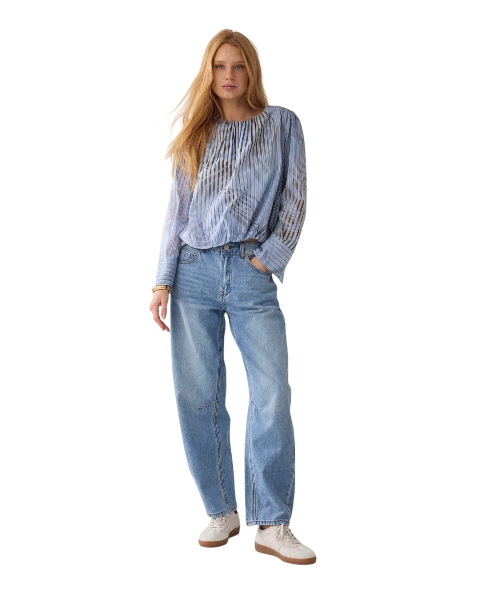 Top Flowers and Stripes Bluse Summum Woman 423 Soft Blue 36 