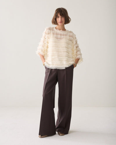 Top Fringe Stripe Bluse Summum Woman 122 Ivory 36 