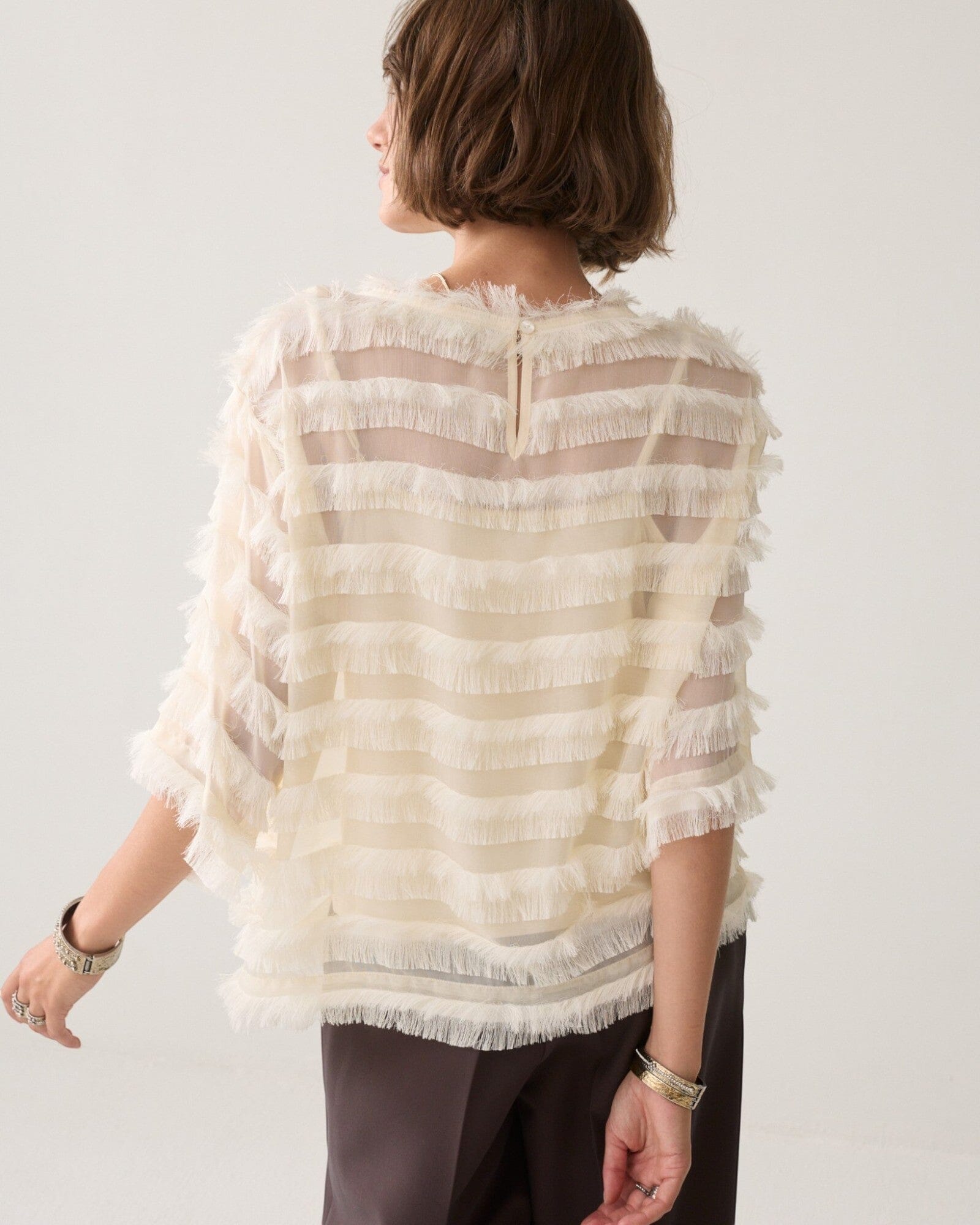 Top Fringe Stripe Bluse Summum Woman 