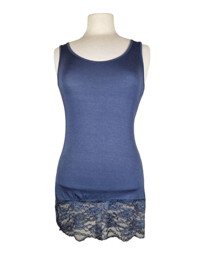 Top mit Spitze Kurz Top Kolibri Ulm Jeansblau Einheitsgröße 