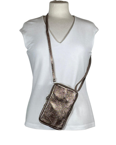 Umhängetasche Handy Uni in groß Handytasche Kolibri Ulm Stahl Metallic 