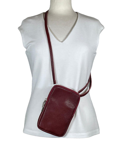 Umhängetasche Handy Uni in groß Handytasche Kolibri Ulm Weinrot 