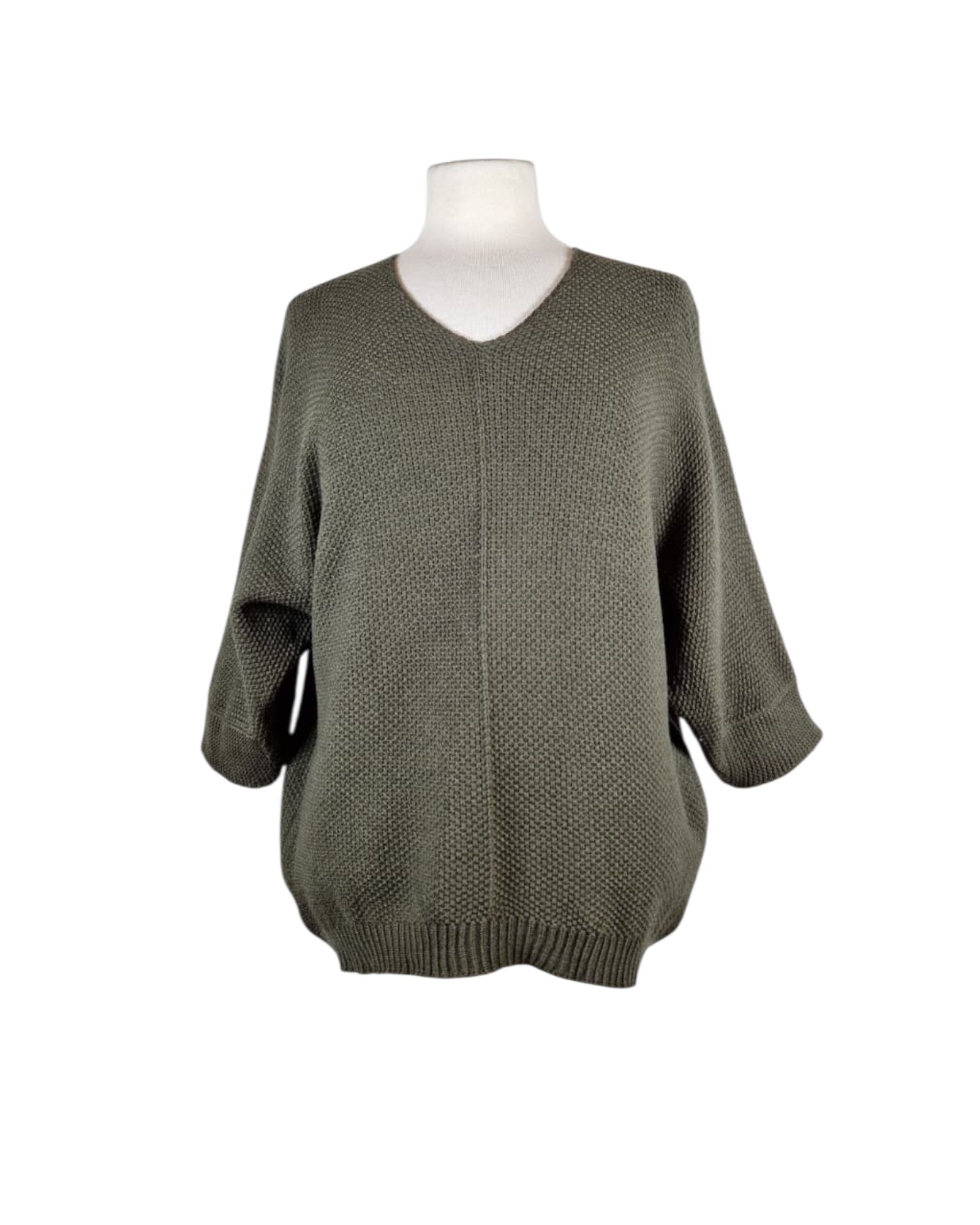 V-Ausschnitt Pullover Pullover Kolibri Ulm Khaki Einheitsgröße 