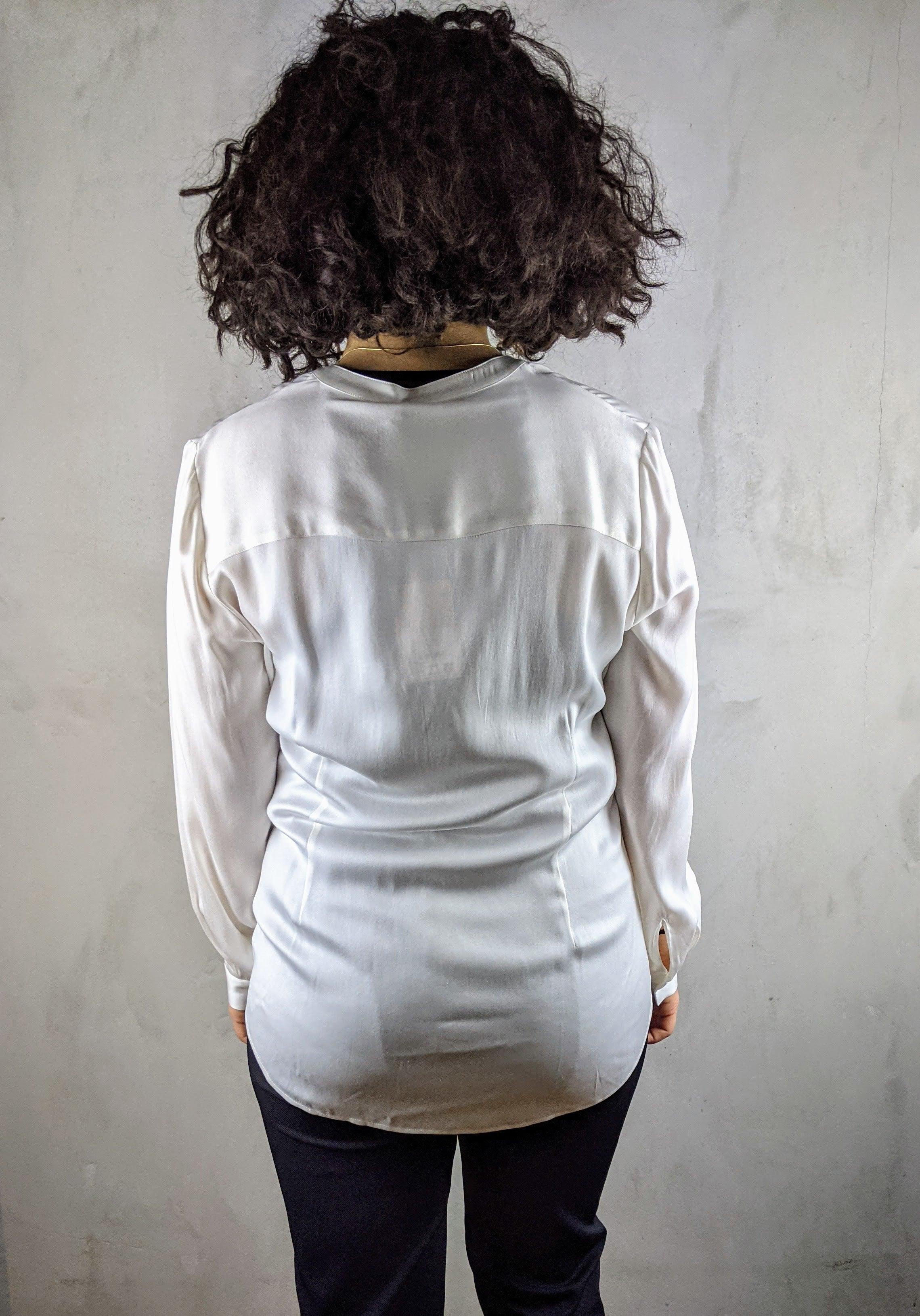 No Man's Land - Seidenbluse Langarm Offwhite - kolibri-ulm.de - Bluse, Damen, Oberteile