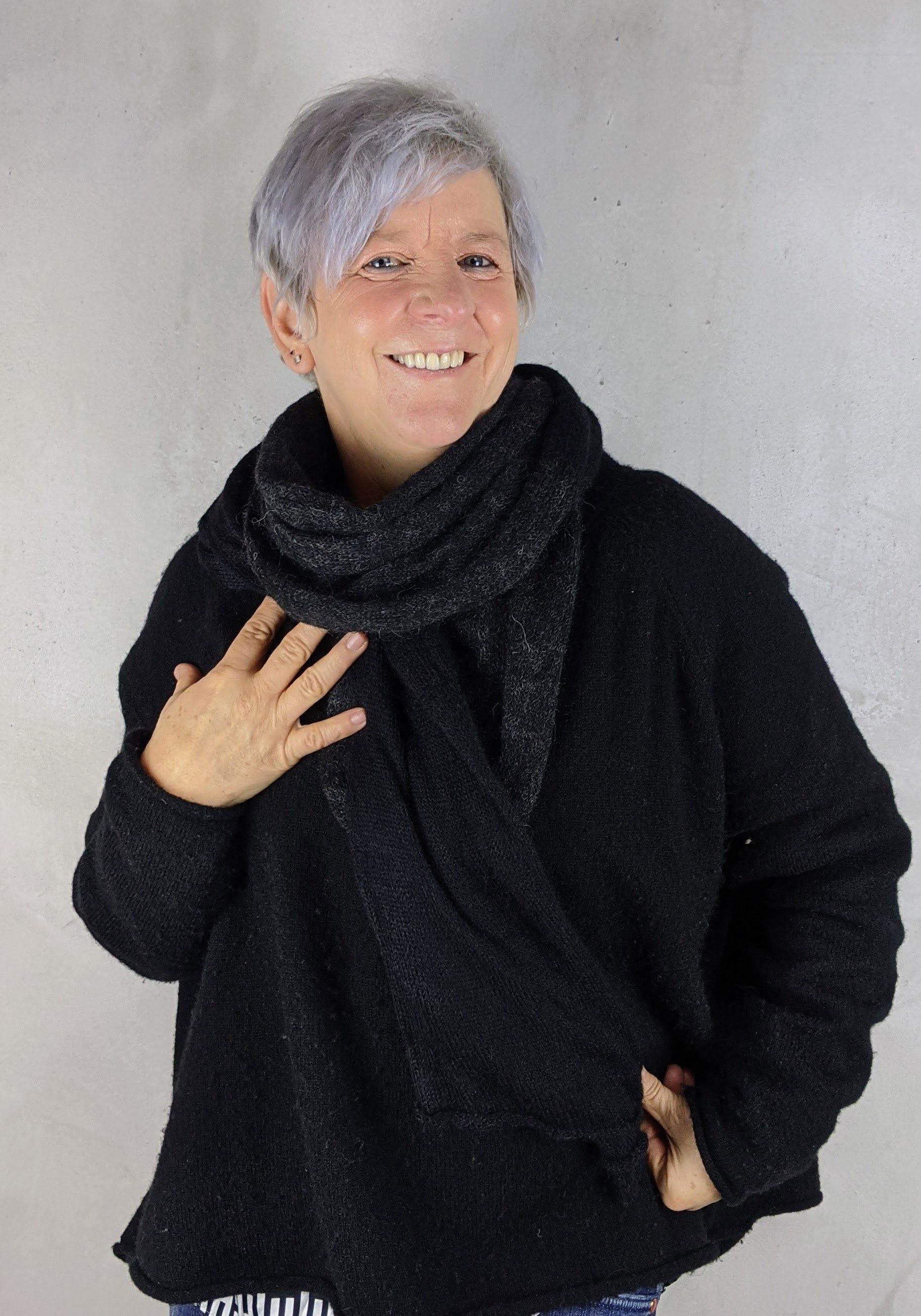 Esmeralda - Zipfelschal Schwarz/Anthrazit - kolibri-ulm.de - Accessoires, Schal, winter, Wolle