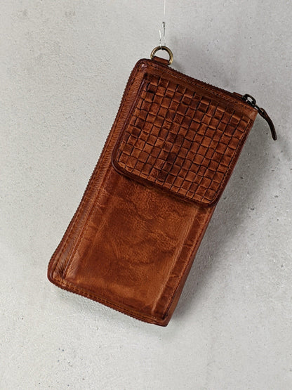 Kolibri Ulm - Geldbeutel mit Handytasche - geflochtenes Leder - kolibri-ulm.de - Accessoires, Clutch, Damen, Geldbeutel, Geldbörse, Handtasche, Handy, Handytasche, Leder, Ledergeldbeutel, Ledertadsche, Ledertasche, Ledertaschen