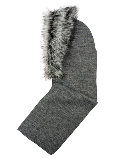 Gebeana - Schalhaube Strick mit Pelz - kolibri-ulm.de - Accessoires, Damen, Schal, Schals & Tücher, Textilien, Wollschal, Wollschals, WS22