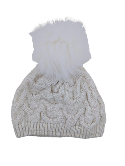 Gebeana - Mütze Zopfmuster mit Fleece u. Webpelzpompon - kolibri-ulm.de - Accessoires, Damen, Kappe, Kappen, Kopfbedeckung, Mütze, Mützen, Strick, Textilien, WS22