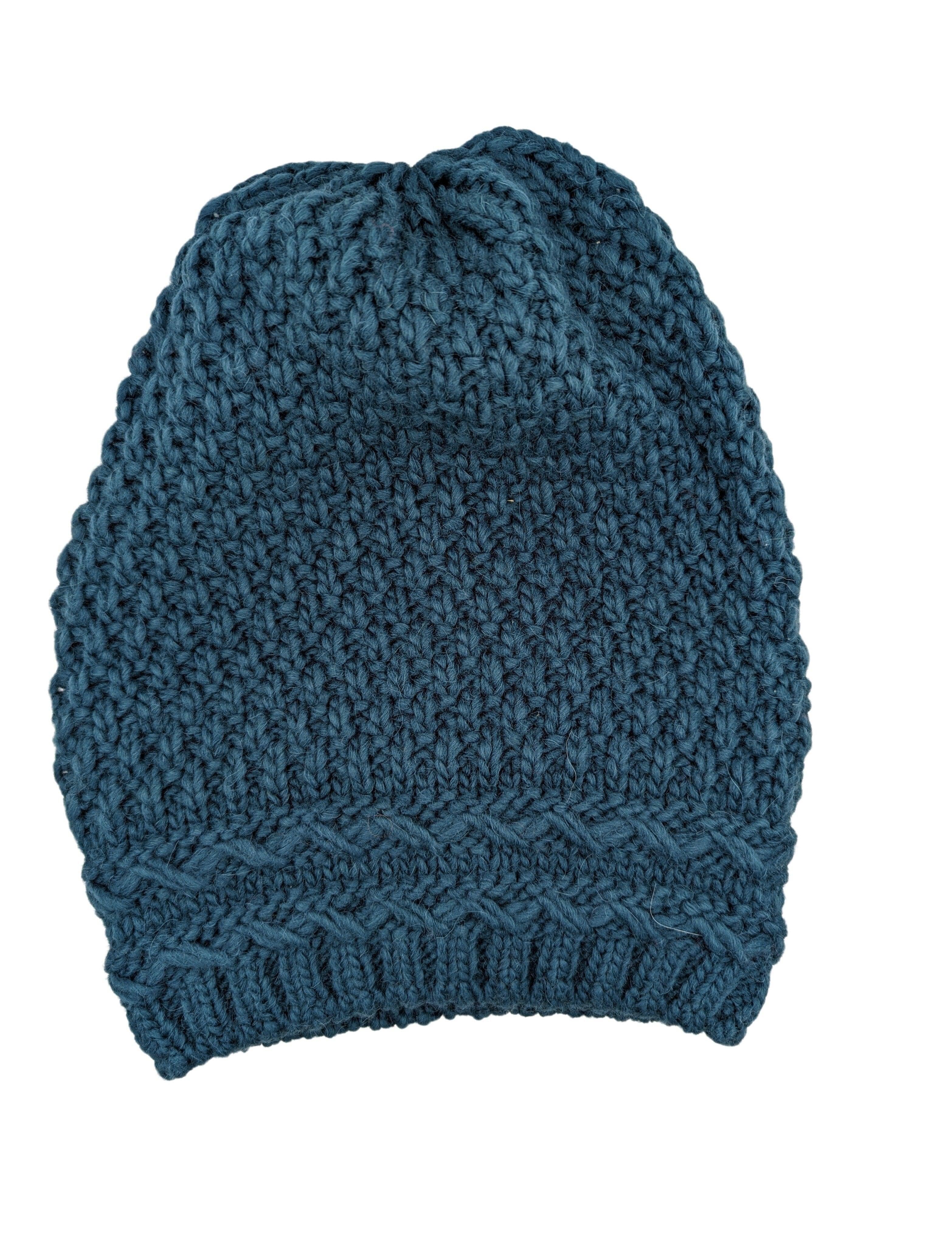 Ballon, Oversized 2 uml.Zopfreihen m. Fleece Mütze Gebeana 22 petrol 