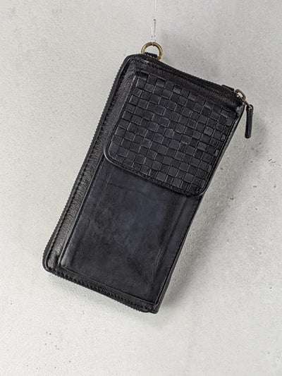 Kolibri Ulm - Geldbeutel mit Handytasche - geflochtenes Leder - kolibri-ulm.de - Accessoires, Clutch, Damen, Geldbeutel, Geldbörse, Handtasche, Handy, Handytasche, Leder, Ledergeldbeutel, Ledertadsche, Ledertasche, Ledertaschen