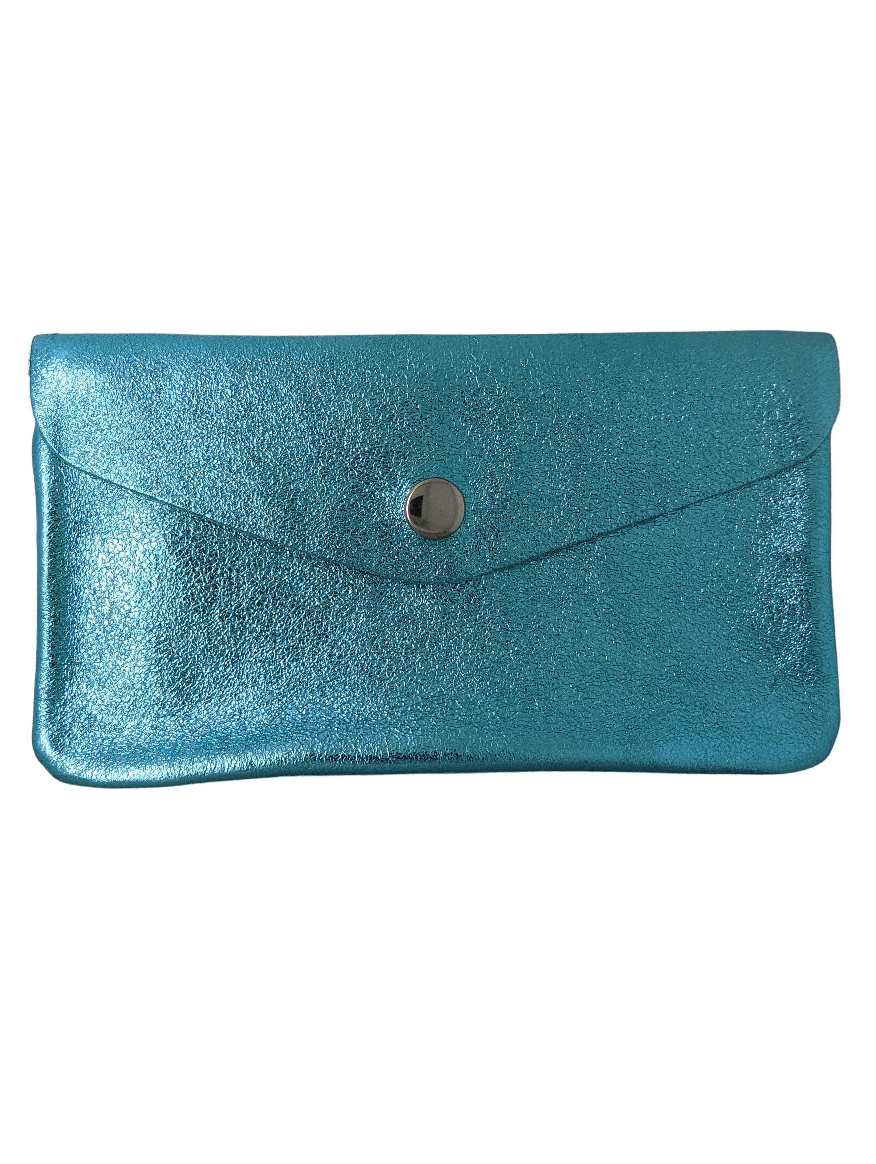 Geldbörse mit Klappe groß Geldbörse Kolibri Ulm Türkis Glitzer 