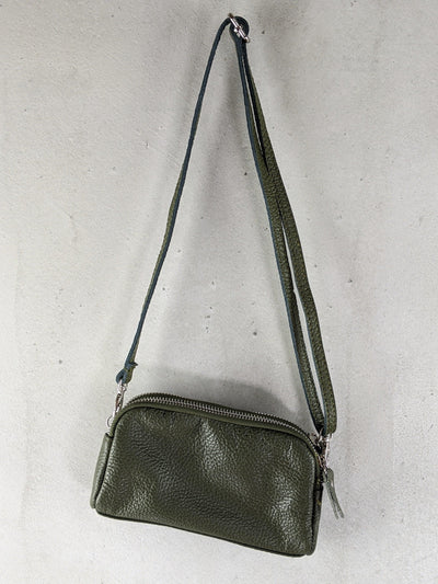 Kolibri Ulm - Kleine Ledertasche mit doppeltem Reißverschluss - kolibri-ulm.de - Accessoires, Bag, Handtasche, Handytasche, Leder, Ledertadsche, Ledertasche, Ledertaschen, Tasche