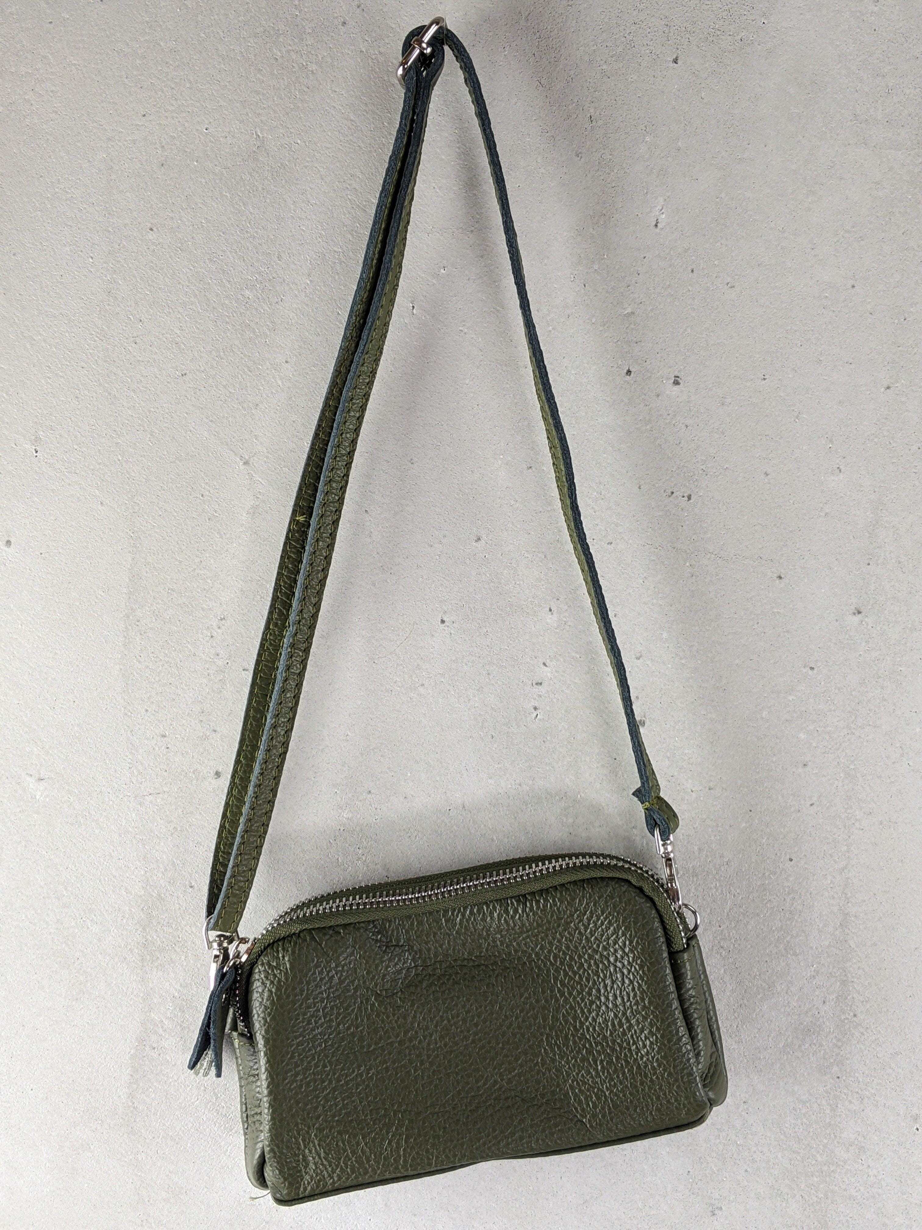 Kolibri Ulm - Kleine Ledertasche mit doppeltem Reißverschluss - kolibri-ulm.de - Accessoires, Bag, Handtasche, Handytasche, Leder, Ledertadsche, Ledertasche, Ledertaschen, Tasche