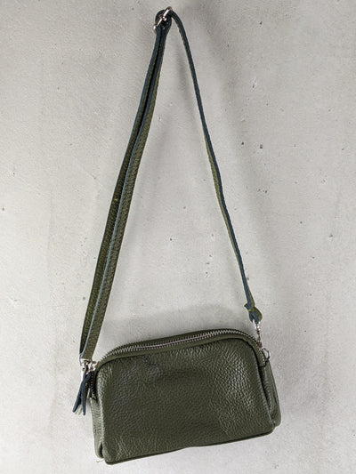 Kolibri Ulm - Kleine Ledertasche mit doppeltem Reißverschluss - kolibri-ulm.de - Accessoires, Bag, Handtasche, Handytasche, Leder, Ledertadsche, Ledertasche, Ledertaschen, Tasche