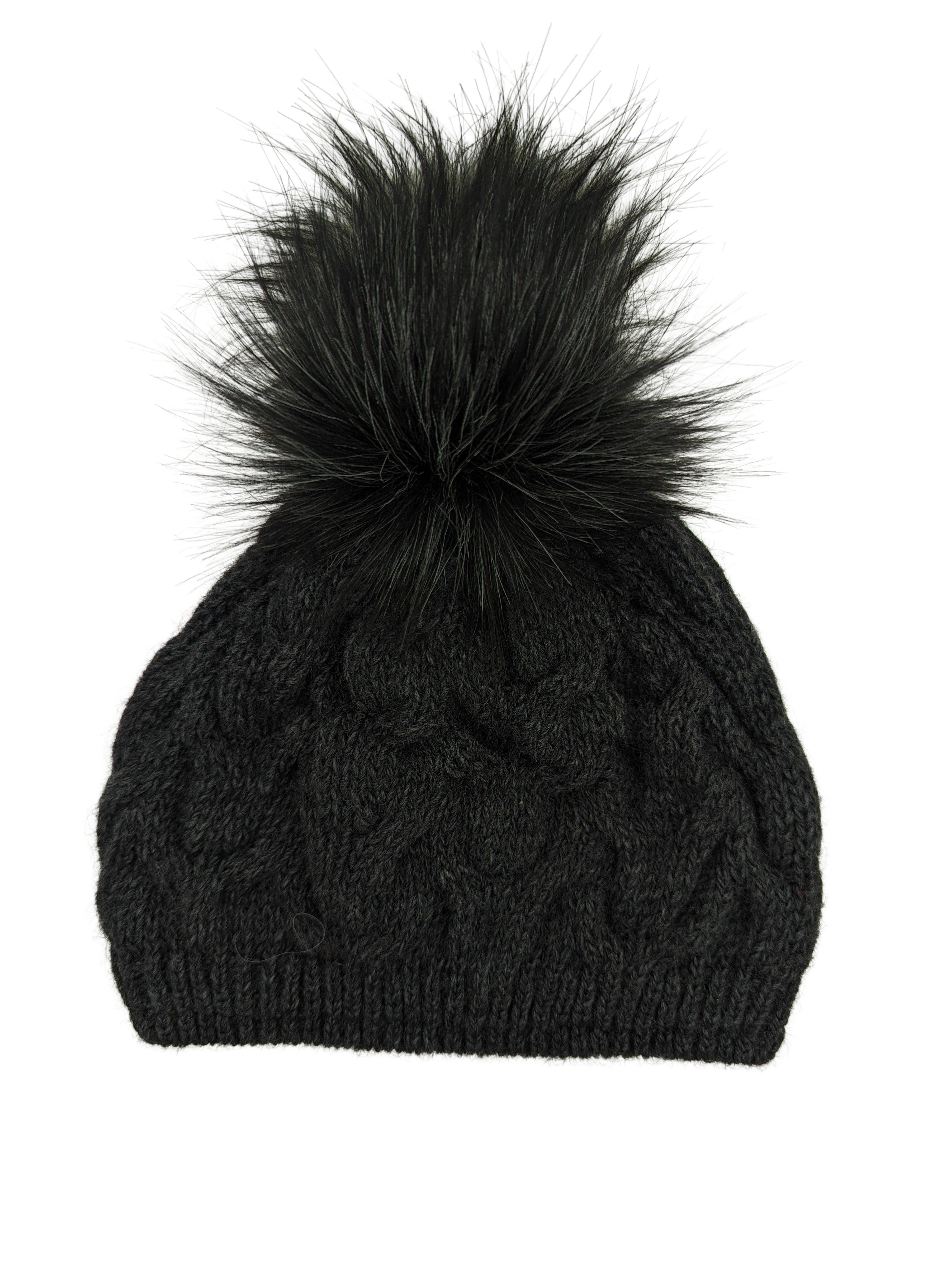 Gebeana - Mütze Zopfmuster mit Fleece u. Webpelzpompon - kolibri-ulm.de - Accessoires, Damen, Kappe, Kappen, Kopfbedeckung, Mütze, Mützen, Strick, Textilien, WS22