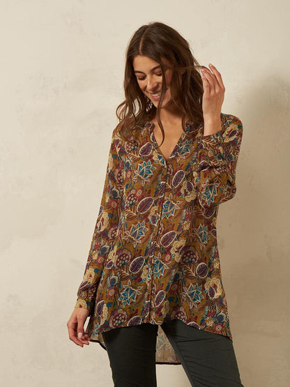 Nile - Tunika Chiffon Print - kolibri-ulm.de - Damen, Oberteile, Pulli, Pullover, Tunika, WS21