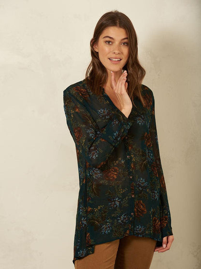 Nile - Tunika Chiffon Print - kolibri-ulm.de - Damen, Oberteile, Pulli, Pullover, Tunika, WS21