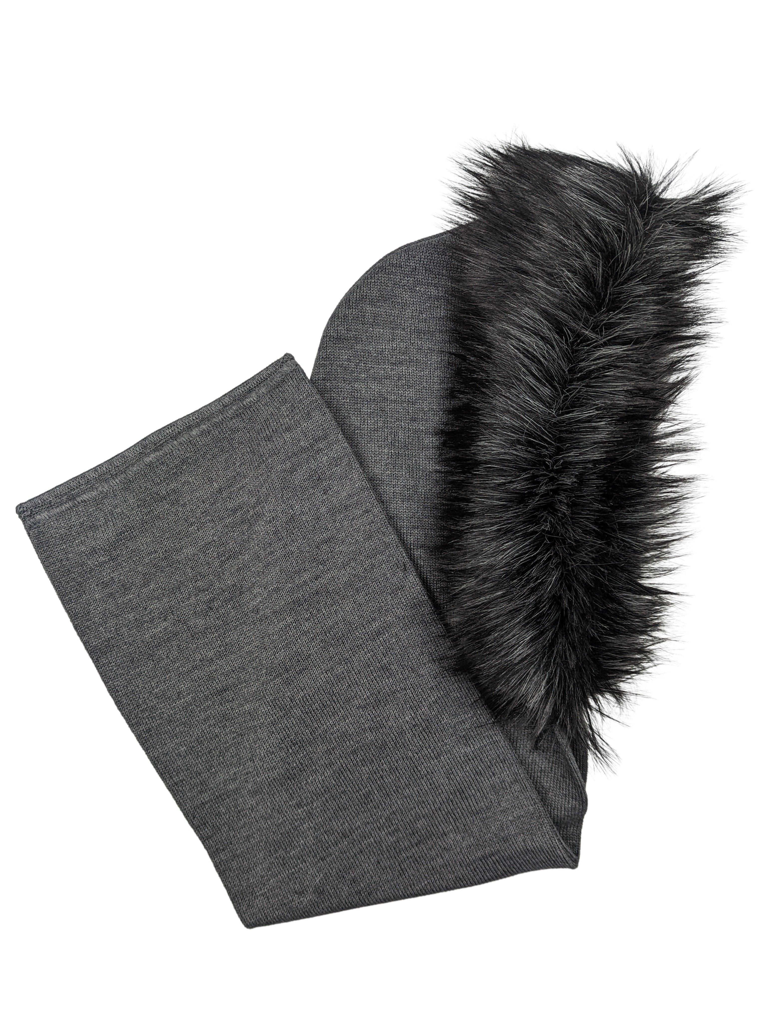 Gebeana - Schalhaube Strick mit Pelz - kolibri-ulm.de - Accessoires, Damen, Schal, Schals & Tücher, Textilien, Wollschal, Wollschals, WS22