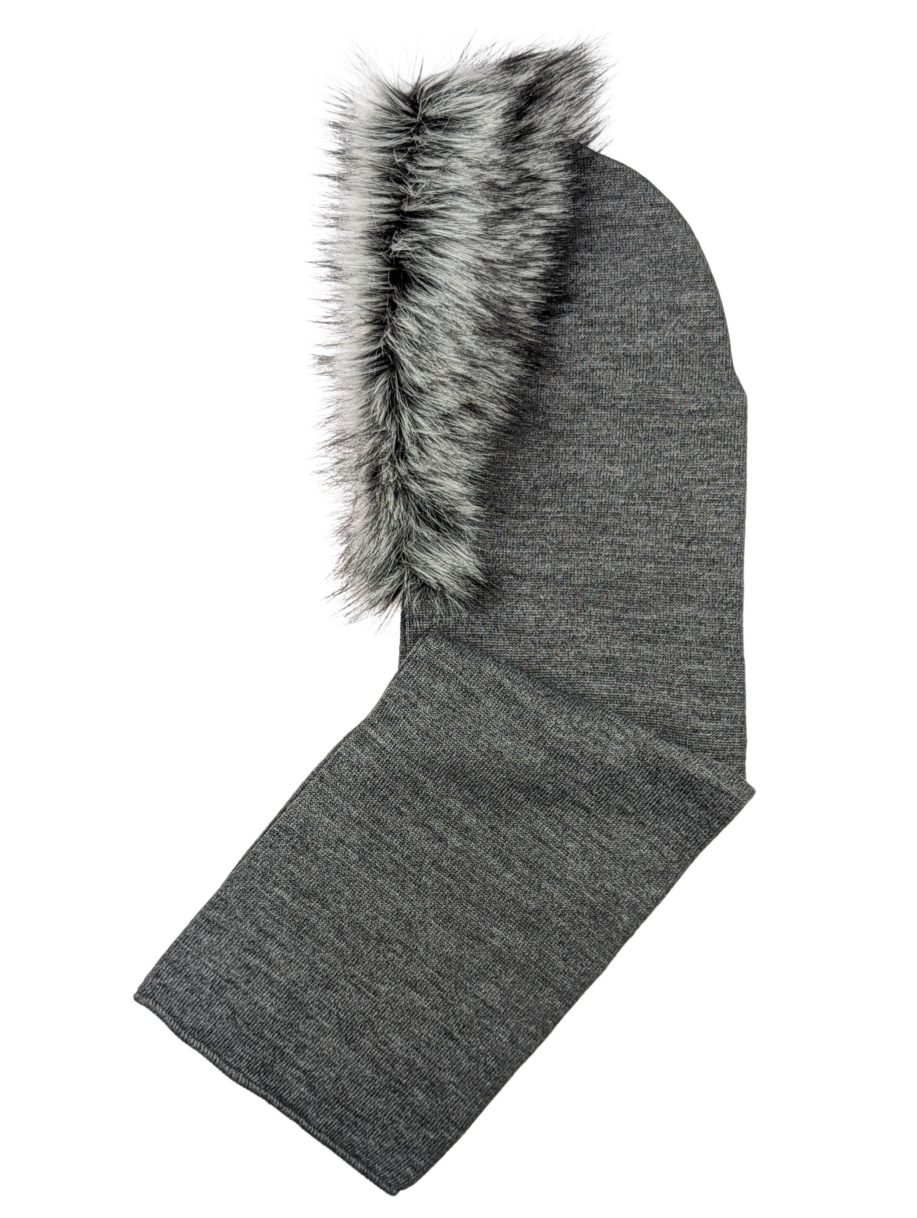 Gebeana - Schalhaube Strick mit Pelz - kolibri-ulm.de - Accessoires, Damen, Schal, Schals & Tücher, Textilien, Wollschal, Wollschals, WS22