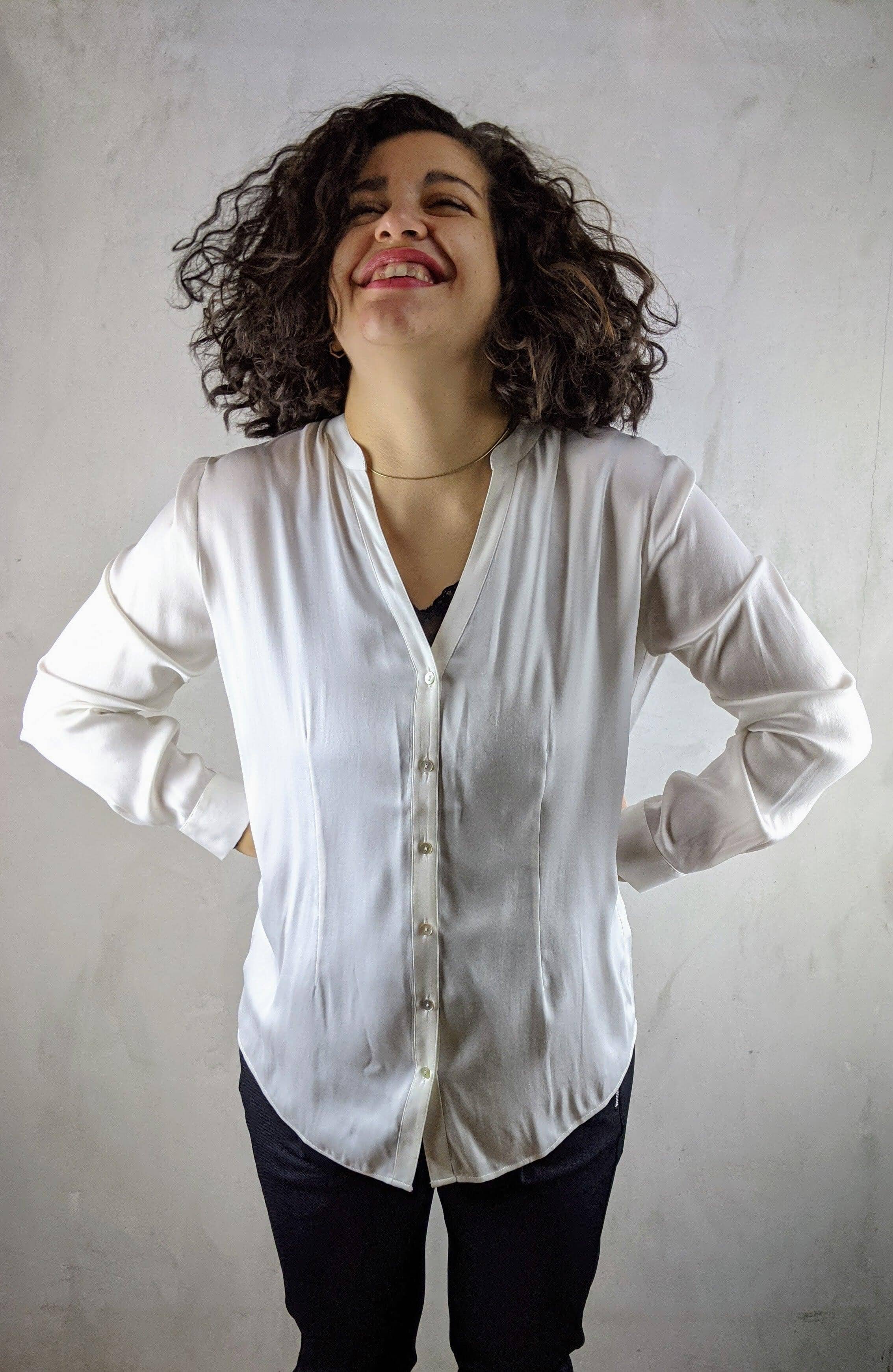 No Man's Land - Seidenbluse Langarm Offwhite - kolibri-ulm.de - Bluse, Damen, Oberteile