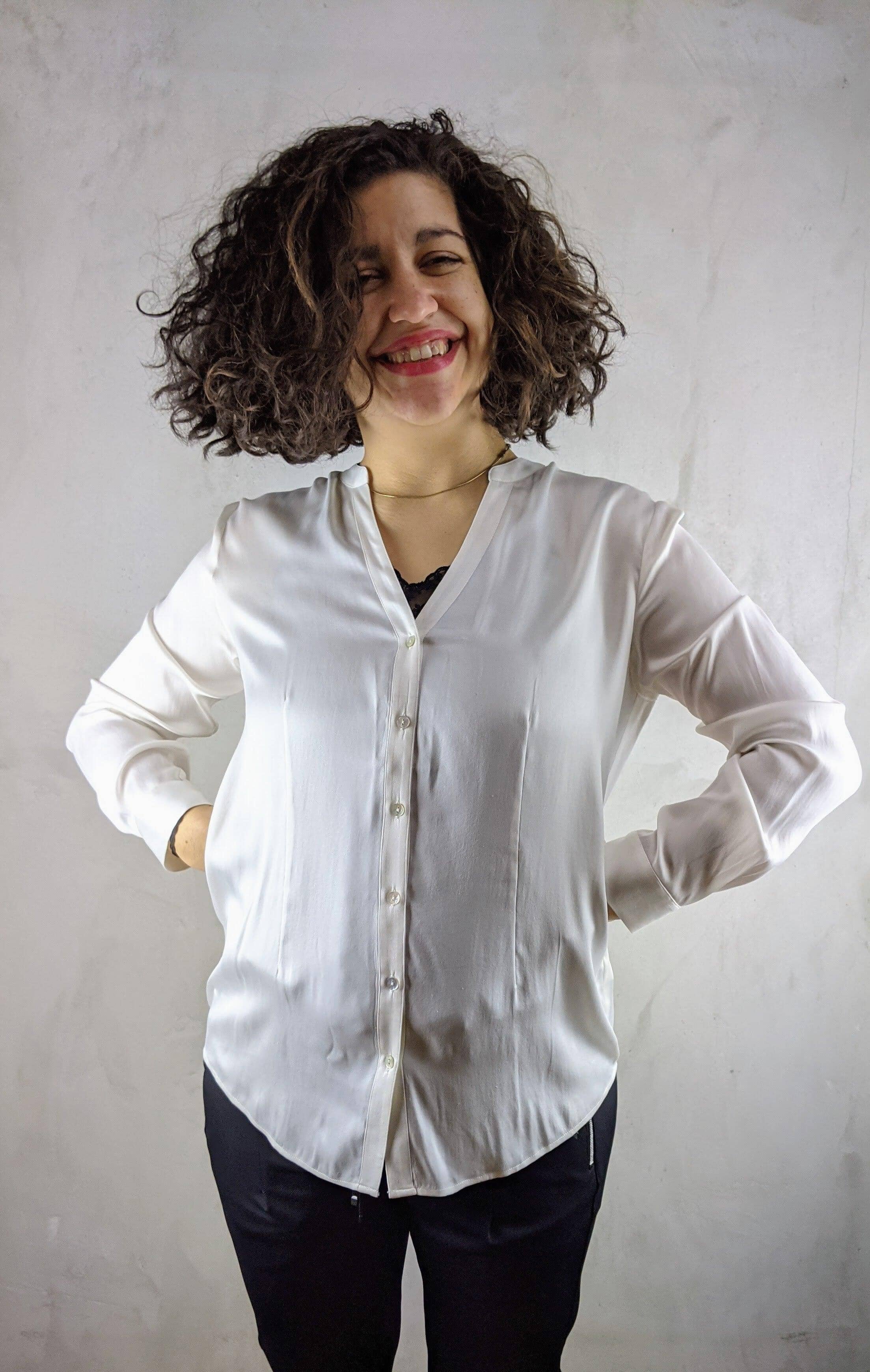 No Man's Land - Seidenbluse Langarm Offwhite - kolibri-ulm.de - Bluse, Damen, Oberteile