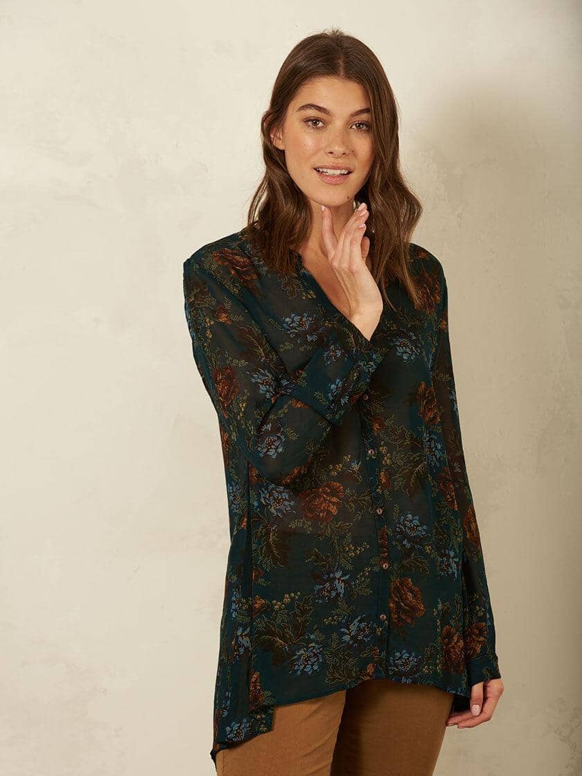 Nile - Tunika Chiffon Print - kolibri-ulm.de - Damen, Oberteile, Pulli, Pullover, Tunika, WS21