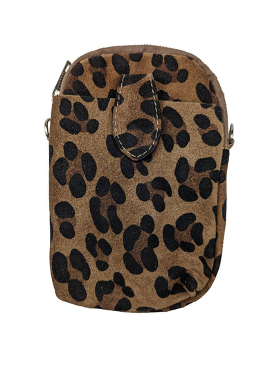 Umhängetasche mit Handyfach Handytasche Kolibri Ulm Leopart Braun 