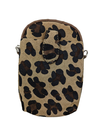 Umhängetasche mit Handyfach Handytasche Kolibri Ulm Leopart Taupe 